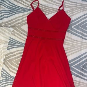Red midi flare dress